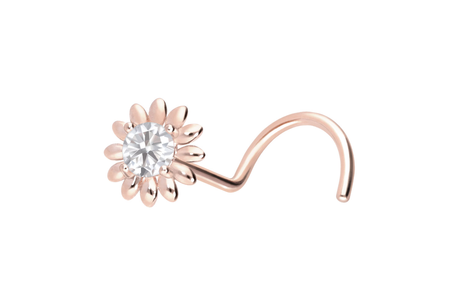 14/18 Karat Gold Nasenstecker Nasenpiercing Spirale MOISSANIT + BLUME